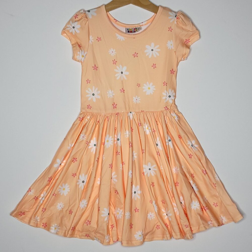 DotDotSmile Size 3/4 Classic Cap Dress - NWT Orange with White Flowers Print